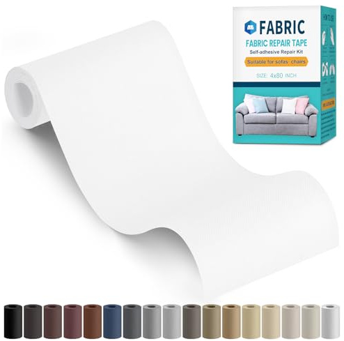 Flicken Selbstklebend Stoff, Stoff Reparatur Patches Selbstklebend Weiß | 10x200cm Leinenstoff Textilklebeband Reparaturflicken für Sofas, Autositze, Kleidung, Kissen Burberry Weiß