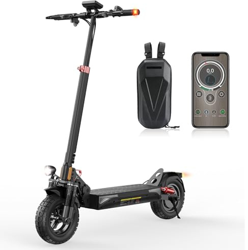 E Scooter mit Straßenzulassung, 10 Zoll Offroad Luftreifen mit Doppeltem Stoßdämpfungssystem, Batterie 12,5 Ah 60–70 km Reichweite, LCD-Instrumententafel, Maximale Tragfähigkeit 150 kg, Smart APP