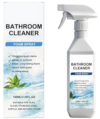 Badreiniger Spray Extra Stark, 100ml Hygienische Frische Badreiniger Spray, Kalkentferner Schaumspray Super Stark, Bad Reiniger Gegen Kalk Schmutz, Kalkentferner für Armaturen, Toiletten (100 ml)