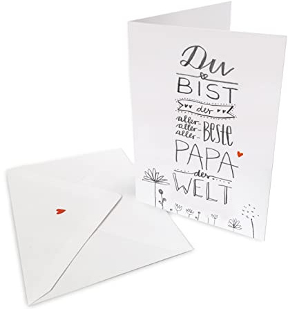 Vatertagskarte - Glückwunschkarte für den besten Papa der Welt - Grußkarte oder Dankeschön Karte zu Vatertag, Geburtstag, Klappkarte mit Leinenstruktur inkl. Umschlag