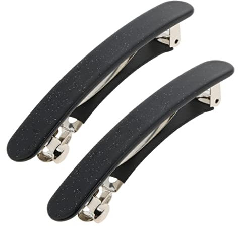 Baoblaze 2Pcs Damen Haarspange, Französische Haarclips, Vintage Haarschmuck Barrette, Automatische Tortoise Shell Haarspangen für Damen Mädchen Feines Haar und Mitteldickes Haar, Schwarz