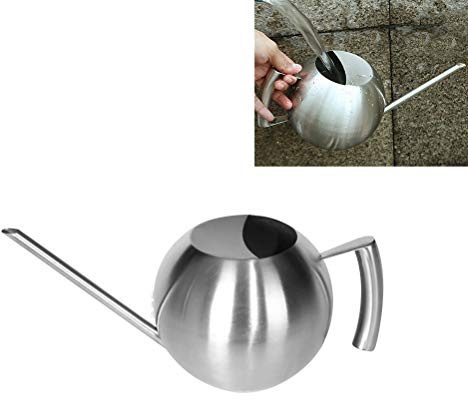 Yardwe Edelstahl Gießkanne für Pflanzen Indoor House langen Auslauf Gartenbewässerungstopf Garten gießkanne für zimmerpflanzen 1000ml