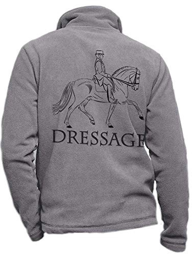 Pets-easy Polaire d'équitation gris personnalisé avec un cheval au dressage - affaire d'équitation taille XL