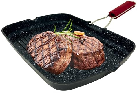NAMAI - Grill Pan - Non Stick Pan - 36CM x 24CM (no Induktion)- Spülmaschinenfest - Aluminium Druckguss - Grillpfannen für Gasgrill - Pan Grill - Grill Pfannen (Induktion Grill Pfanne)