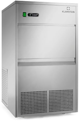Klarstein Máquina de Hielo - Máquina de Cubitos de Hielo Transparentes, Uso Doméstico y Profesional, Silenciosa con Depósito de Cubitos, 260 W, 50 kg/Día, Plata
