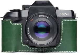 Handarbeit aus echtem echtem Leder halb Kamera Tasche Abdeckung für Contax 167MT grüne Farbe
