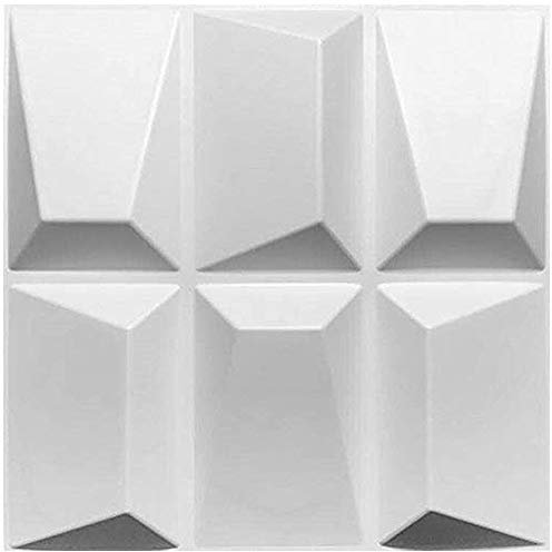 Lot de 12 panneaux muraux 3D, 50 x 50 cm, carreaux en PVC, salle de bain, salon, panneaux décoratifs de plafond, imperméables, revêtement de briques blanches, effet acoustique, planches épaisses pour
