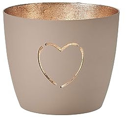 Gift Company Madras, Windlicht, M, Motiv: Herz, Sandstone/Gold, H8,5cm, D10cm