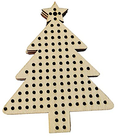 Easnea 12x Wooden Cross Stitch Pendant Blank Natural Christmas Tree Unfinished Decorative for DIY Counted Embroidery Beginner Needlework - Style 3