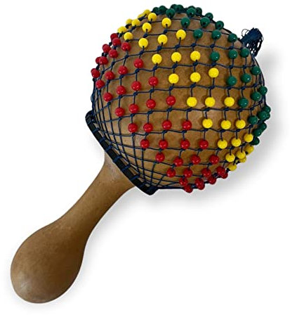 Cabasa Sherkere Gourd Shaker | Percussion Instrument | Holzperlen Shaker | Hand Percussion | kleines Musikinstrument | Agbe | Musiktherapie | lateinische Musik