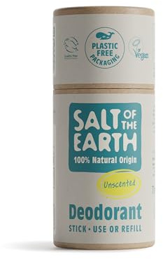 Salt Of the Earth Deodorante naturale in stick ricarica senza profumo - Vegano, approvato da Leaping Bunny, prodotto nel Regno Unito, 75g
