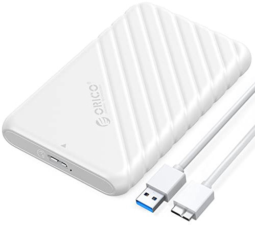 ORICO Boitier Disque Dur 2.5'', USB 3.0 Boitier Externe Disque 5Gbps pour SATA HDD et SSD de 2,5'' et 7/9.5 mm, accélération UASP, Trim, sans Outils(Blanc)