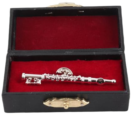 Musikinstrument-Brosche, Überzug Flötenbrosche Musikinstrument-Brosche mit Geschenkbox Charmantes Bekleidungszubehör(Silber)
