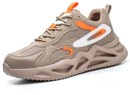 Annvia Arbeitsschuhe Herren S1 Leicht Sicherheitsschuhe Damen Stahlkappenschuhe Atmungsaktiv rutschfeste Arbeitsturnschuhe Schutzschuhe mit Stahlkappe Gelb größe 41