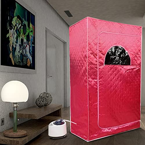 Tragbare Sauna, Mini Dampfsauna für Zuhause，Einzel Portable Sauna Raum Kann Müdigkeit Lindern,Gewichtsverlust,Fernbedienung Timing Temperatureinstellung (100 * 80 * 170cm rot)
