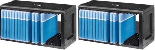 Hama CD Rack for 20 CDs (Space-saving storage, hanging or standing, for office or any room), Black (Pack of 2)