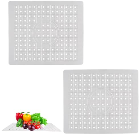 HFDONGL 2 stycken tvättställsinlägg gummi 31,4 x 26 cm, diskbänksmatta, diskmatta för diskbänk, matta, diskhoskydd, stänkskydd, diskmatta, droppmatta