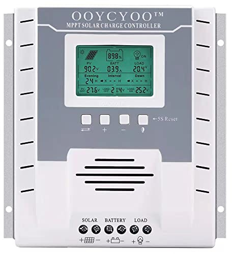 OOYCYOO 60A Solarladeregler MPPT 12V/24V Max PV Eingangsspannung 100V, LCD Display Solar Laderegler für Belüftete Versiegelte Gel NiCd Lithium Batterie