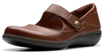 Clarks Ashland Elayne Mary Jane - Zapatos Planos para Mujer, británico Bronceado Cuero, 38.5 EU