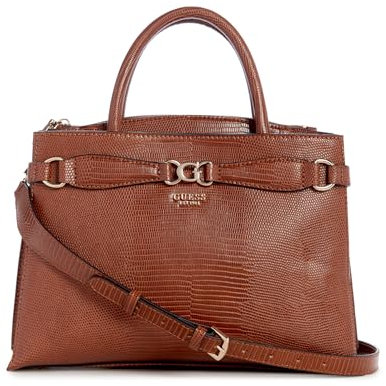 GUESS Damen Arlena Girlfriend Satchel Schulranzen, Tragegriff Oben, Cognac