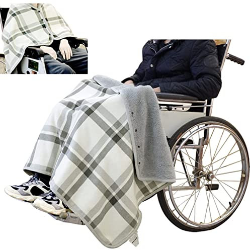 ZJGFCB Rollstuhlwärmer Deckeldecke, Schaldecke für Erwachsene Flanellfutter Rollstuhl Poncho Kniedecke Beindecke Tragbare warme Decke Cape Poncho für Rollstuhlfahrer Benutzer