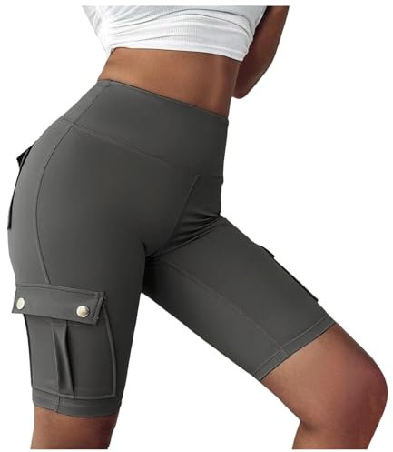 Radlerhose Damen Kurze Shorts Hohe Taille Shorts Bauchweg Kurze Sporthose Hotpants Stretch Push Up Für Yoga Gym Fitness Poledance Premium Leggings Weiß Damen