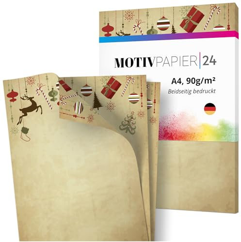 Einladungskarten Manufaktur Hamburg 60 Blatt Briefpapier Set beidseitig bedruckt Motivpapier Papier A4 Druckerpapier 90g/m² Weihnachtspapier Weihnachten Weihnachtsfeier Einladung modern beige Vintage