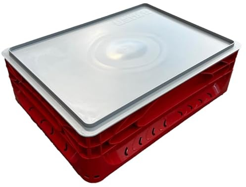 Solent Plastics 10 Litre Deep Pizza Bread Dough Proofing Tray complete with Lid - 40 x 30cm x 12cm - Fits in domestic fridges! (Red)