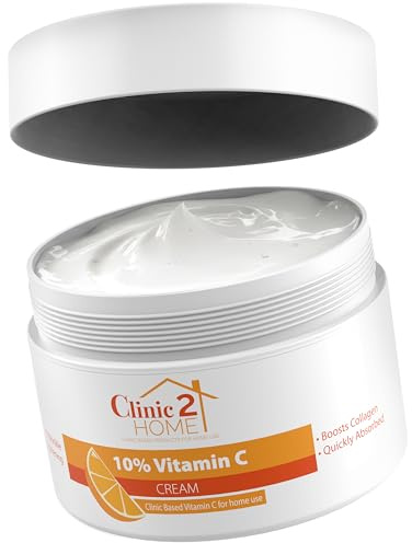 Clinic2Home Crème à la Vitamine C - Puissante Crème Visage à la Vitamine C 10% pour Taches Brunes, Rides et Lignes Fines - Anti-Âge, Booster de Collagène et Éclat du Teint, Hydratant à Base