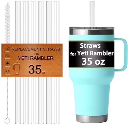 Pajitas para Yeti Rambler, pajita para taza de paja Yeti de 35 onzas, pajita de repuesto para Yeti Rambler de 35 onzas, pajitas reutilizables con limpiador de pajitas para tapa de popote Yeti, Tritan,