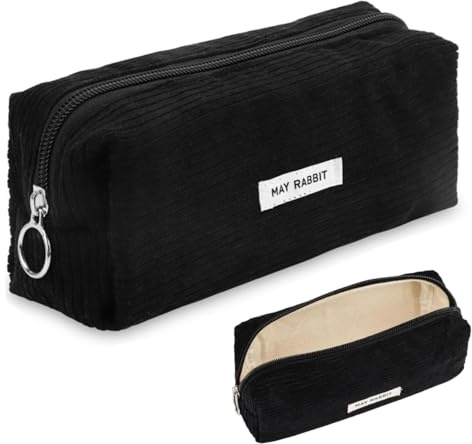 JJiaoLinin Cord-Stoff Federmäppchen, Schreibwaren Organizer Tasche, Etui Stifte, Make Up Tasche, Geeignet für Jungen & Mädchen, Schulen, Büros, Reisen (Schwarz)
