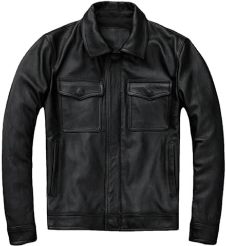 Giacca Vintage In Vera Pelle Da Uomo - Giacche In Pelle Di Mucca Abbigliamento Maschile Cappotto Giacca Da Motociclista