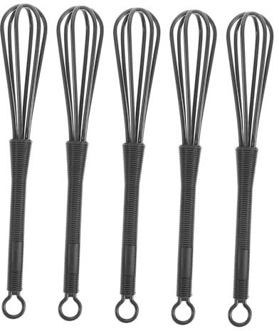 Fouet Mélangeur de Coloration Capillaire 5 Pcs en Plastique Noir | Fouet Plastique, Agitateur Mélangeur Réutilisable, Usage la Cuisine et Salon