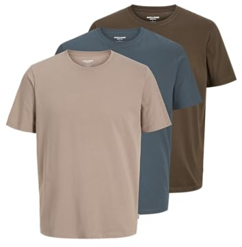 JACK & JONES Basic Tee 3pk Jjeorganic Lot de 3 t-Shirts Basiques SS O-Ne MP Noos, Mocha Meringue, XL Hommes