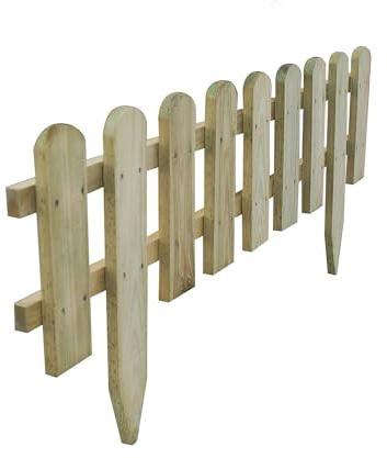 Picket Fence Wooden Panel Garden Border Edging FSC Certified Timber Pressure Treated Against Rot Fixed Picket Panel for Lawn Driveway Paths Easy Install with Pre-Drilled Holes & Spikes_40x 99cm (8)