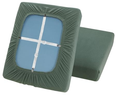 ZYBSLCSY Sofa Sitzkissenbezug Elastizität Jacquard Sofa Überzug Couch Bezug, rutschfeste Bezüge Für Wohnwagenpolster Mit 2 Cord (Grey-Green,W 100-120cm, D 50-70cm)