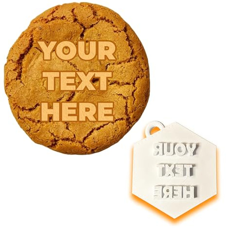 Personalizza qui il tuo testo - Timbro per biscotti con messaggio - Goffratrice da forno personalizzata stampata in 3D per fondente, pasta e dolci - sicura per gli alimenti e riutilizzabile