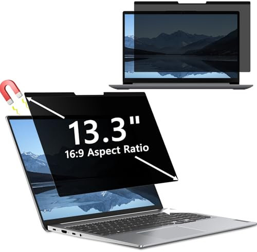 Hinnwer Magnétique Filtre de Confidentialité 13,3 Pouces 16:9, Filtres d'écran pour Ordinateur Portable, Amovible Anti-éblouissement Anti-Rayures Protecteur d'écran Anti Espion pour 13,3 Pouces