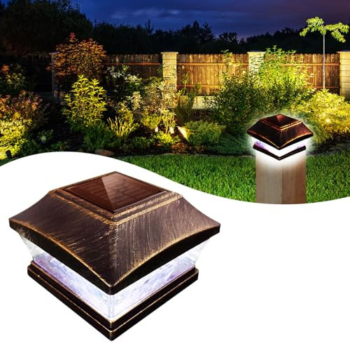 XVZ Solar Post Lights, IP65 Waterproof Solar Lights Outdoor Garden Post Lamp for Patio Fence Deck Wooden Posts - Bronze