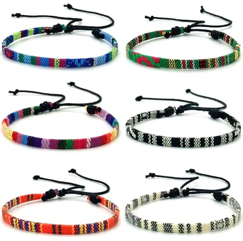 KUMSODE 6 Pezzi Braccialetto di Amicizia Braccialetti Intrecciati Colorati Regolabile Bracciale Bohémien Donna Uomo Bambini Adolescenti per Spiaggia, Feste, Vacanze