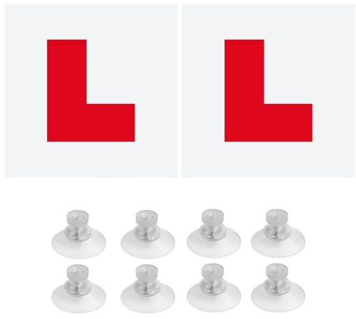 2 Pack L Plates Fully Magnetic for Car UK Night reflective Learner Plates With 8 M4 Nut Suction Cups waterproof repeatable Car Sticker for Night Driving and Driving Practice Easy Installation Remove