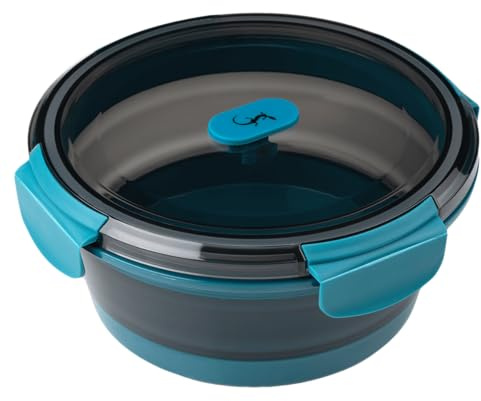 Lurch Frischhaltebox Silikon 800 ml rund petrol – Faltbar und Auslaufsicher - Lunchbox für unterwegs