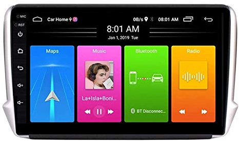 Generico Autoradio GPS con Touchscreen Android 8.1 da 10,1 Pollici per Peugeot 2008/208 (2015-2018), Stereo multimediale Bluetooth, Navigazione Internet, Radio FM, comandi al Volante