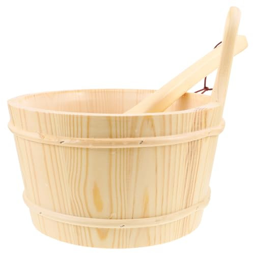Toyvian Wooden Sauna Bucket Set for Home Sauna Room Includes Wooden Barrel and Scoop Durable Bathing Accessories Handle