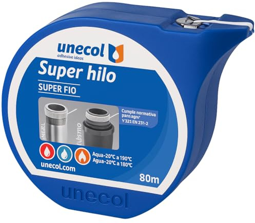 Unecol Super-Dichtfaden für Metall- und Kunststoffgewinde, Teflon auf Gewinde mit Gewindedichtung für Rohrgewinde und Verbindungsstücke, 80 m