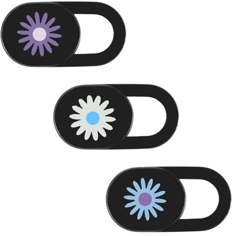 Piriuuo 3 Pcs Webcam Cover Slide for Privacy, Laptop Camera Cover Slide Cute PC Camera Covers Ultra Thin Privacy Protector Flower Cameras Cap Fit for PC, Tablet, Smartphone, Computer