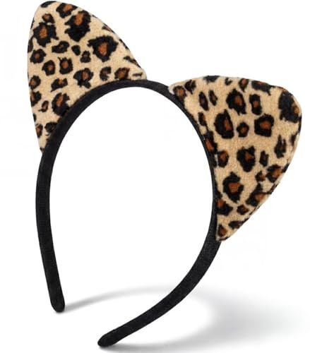 Hatstar Leoparden Ohren Haarreif | Leopardenohren Headband | Kopfschmuck für Halloween, Fasching & Karneval | Kostüm Haarschmuck für Mädchen, Damen & Frauen