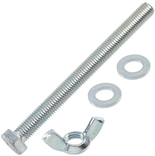 AERZETIX - Kit mit 5 Flügelmuttern M12 + 10 Unterlegscheiben + 5 Sechskantschrauben M12x140mm | aus Stahl