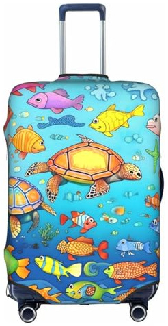 XZDZWK Schildkröten- und Fisch-Kofferhüllen, kratzfest und staubdicht, mit personalisiertem Design, für Reisen, Business und Outdoor, weiß, M