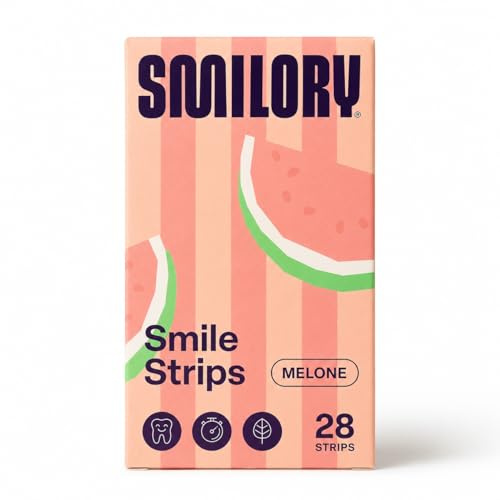 Whitening Strips von Smilory® – Echtes Bleaching für weiße Zähne – Mit Kokosöl & Aloe Vera – Zahnaufhellungsstreifen (Wassermelone)